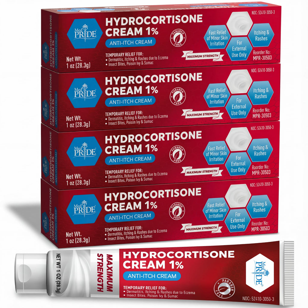 MED Pride Hydro Cortisone (Hydrocortisone) Cream 1% OTC Bulk Pack of 4 X 1 Oz Anti-Itch Ointment for Rash, Eczema, Bug Bites MED PRIDE buy supplements Au