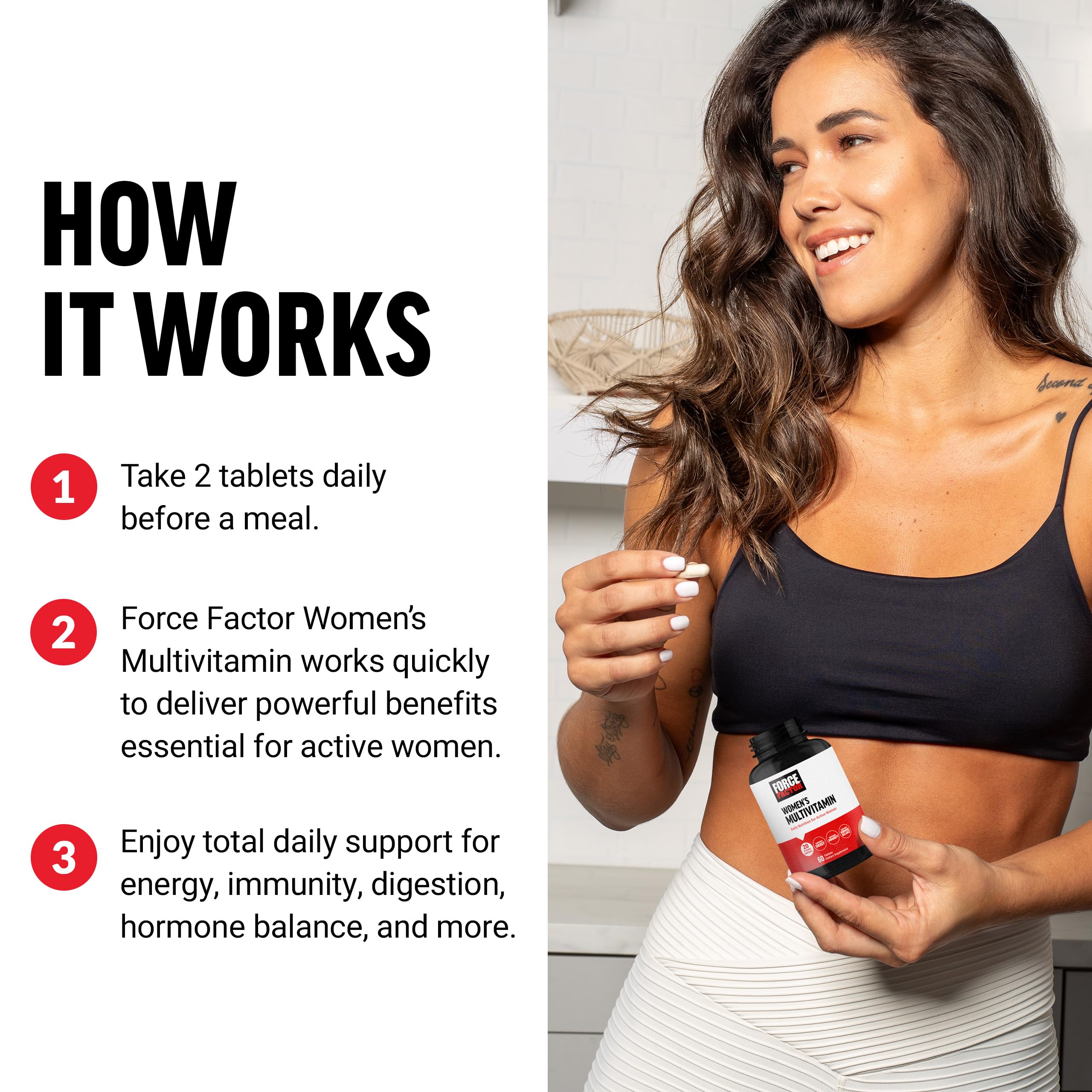 Force Factor Women’s Multivitamin, Multivitamin for Women to Support Hormone Balance, Energy, Immunity, and Gut Health, with 20 Vitamins & Minerals, Ashwagandha, Chasteberry, and More, 60 Tablets Force FactorBuy Supplements Australia