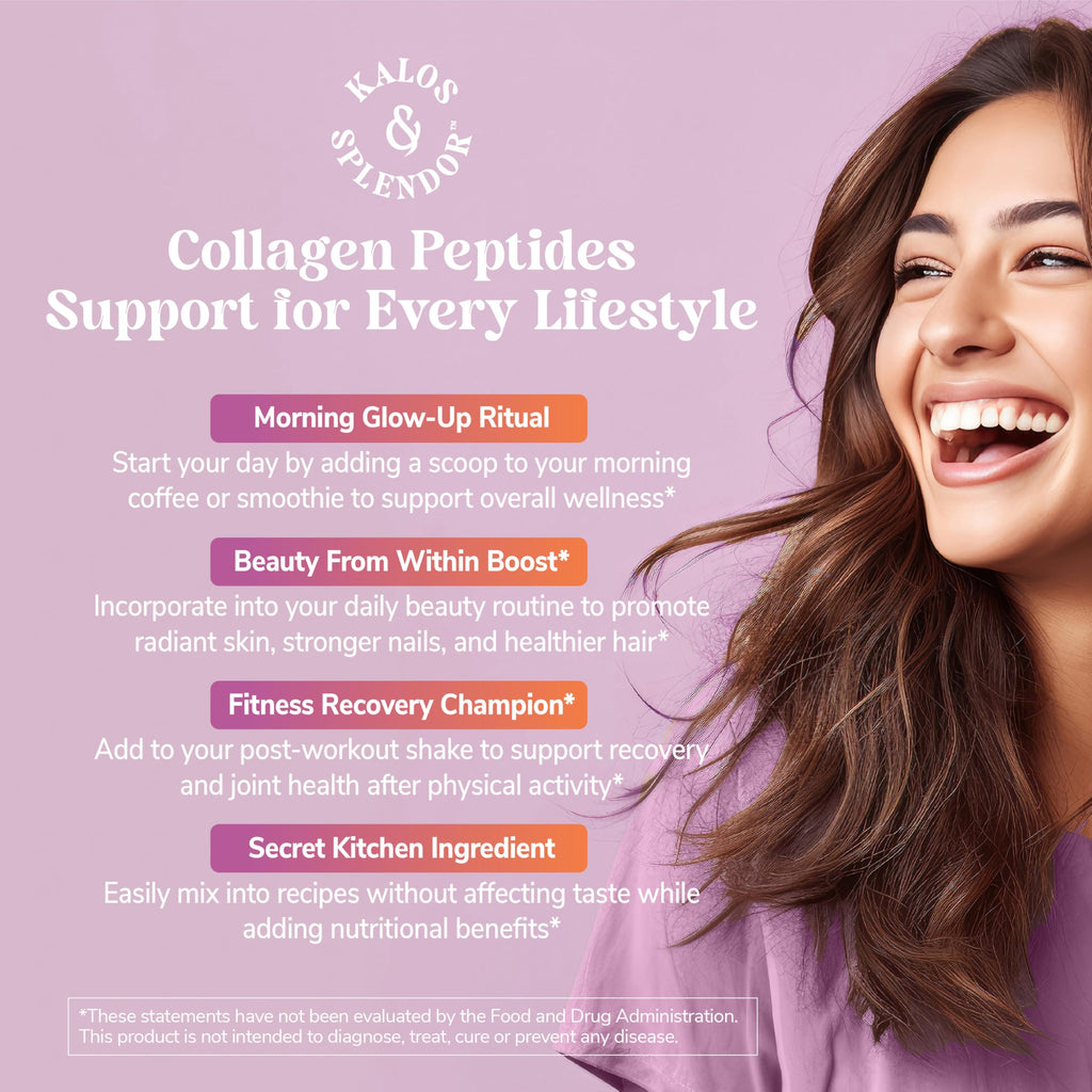 21st Century Kalos & Splendor Collagen Peptides Powder, Grass Fed & Pasture Raised Type I & III Bovine Collagen, 20g Collagen Peptides + 18g Protein Per Scoop, Unflavored, 10.6 OZ 21st Century buy supplements Au