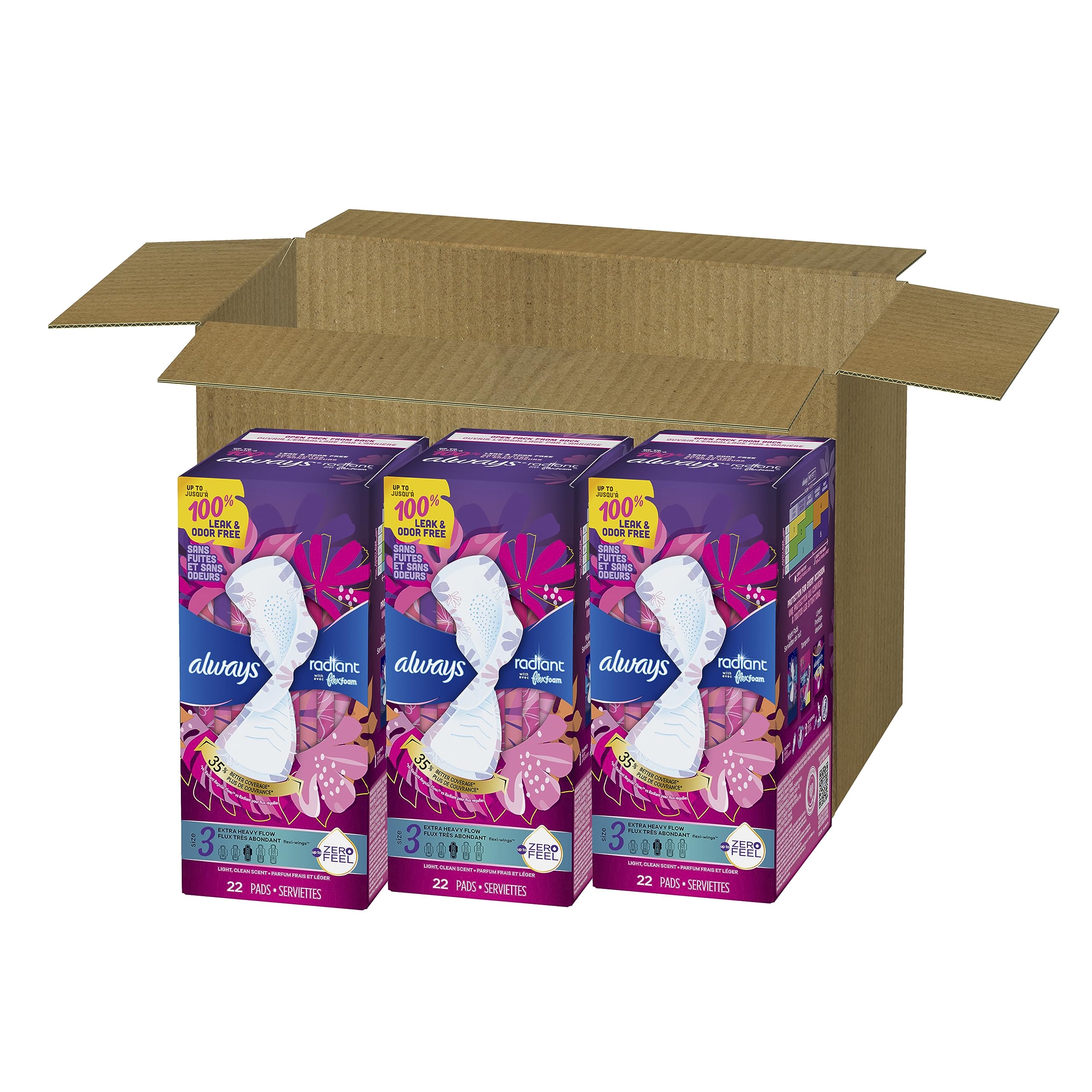 Always Radiant Feminine Pads For Women, Size 3 Extra Heavy Absorbency, With Flexfoam AlwaysBuy Supplements Australia