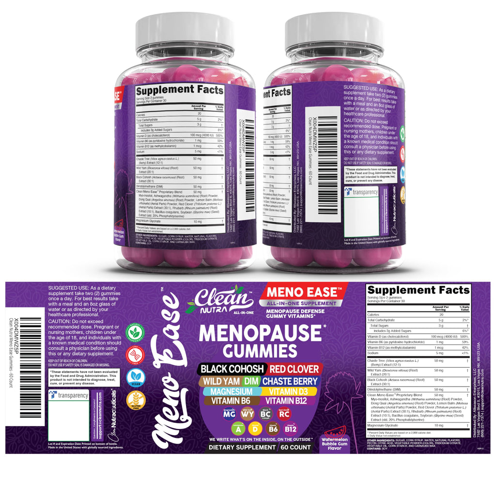 Menopause Supplement for Women Gummies with Black Cohosh, Wild Yam, DIM, Magnesium, Red Clover Chasteberry for Hormone Balance Relief Night Sweats Mood Plus Bergamot, Vitamin D3, Vitamin B6 B12 Clean NutraceuticalsBuy Supplements Australia