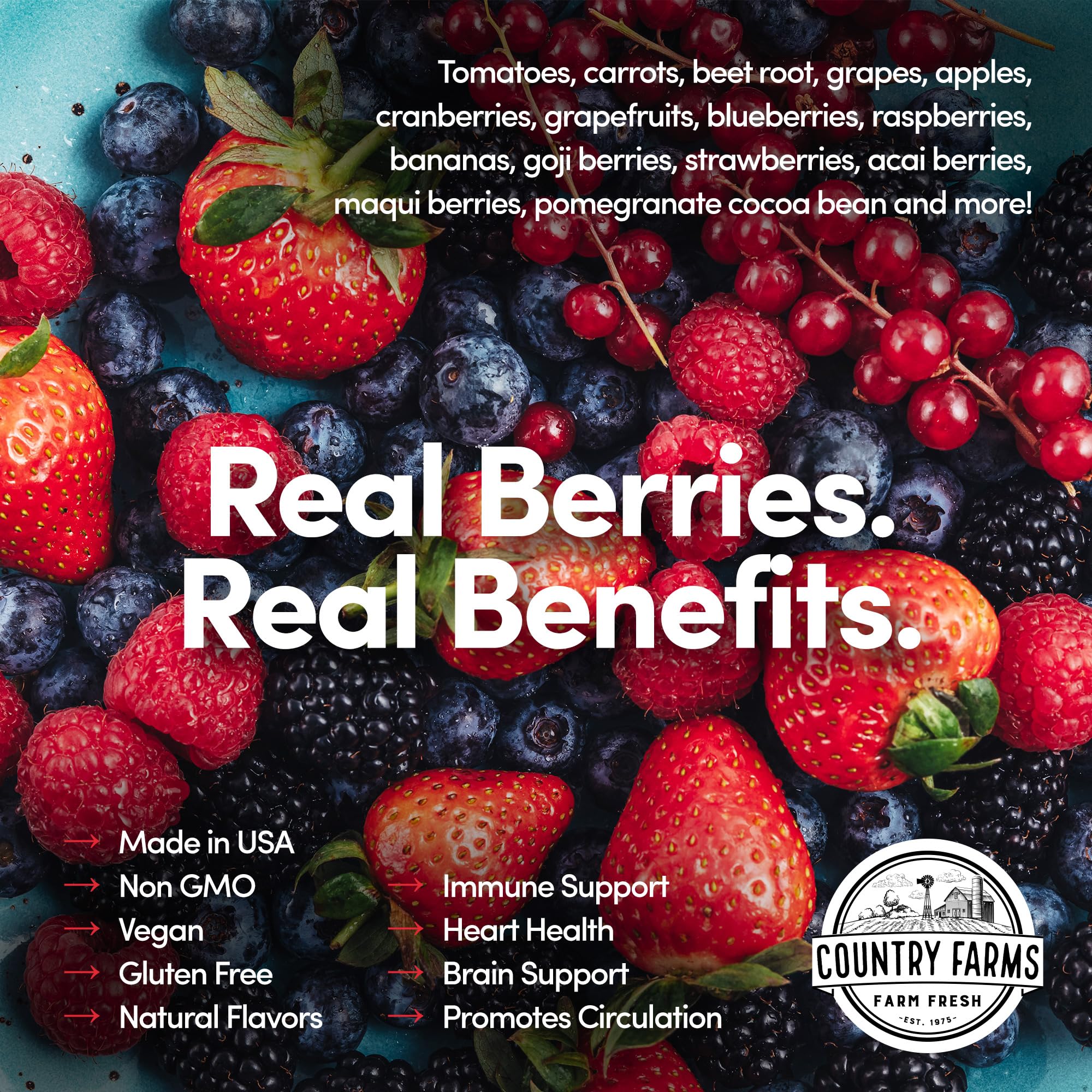 COUNTRY FARMS Super Reds, Energizing Polyphenol Superfood, Over 40 Super Fruits COUNTRY FARMSBuy Supplements Australia