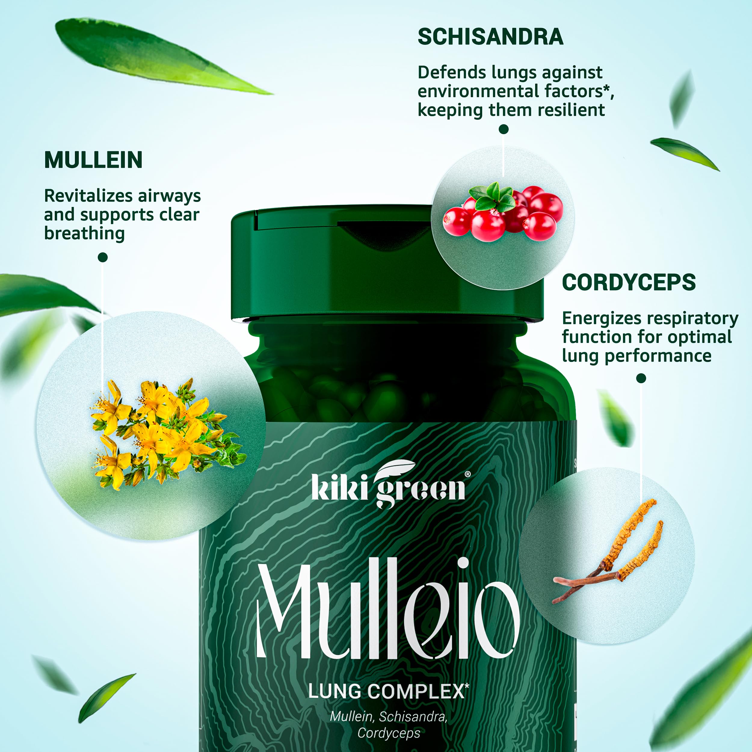 KIKI Green MULLEIO Lung Health Capsules: Herbal Supplement for Lung Cleanse, Better KIKI GreenBuy Supplements Australia