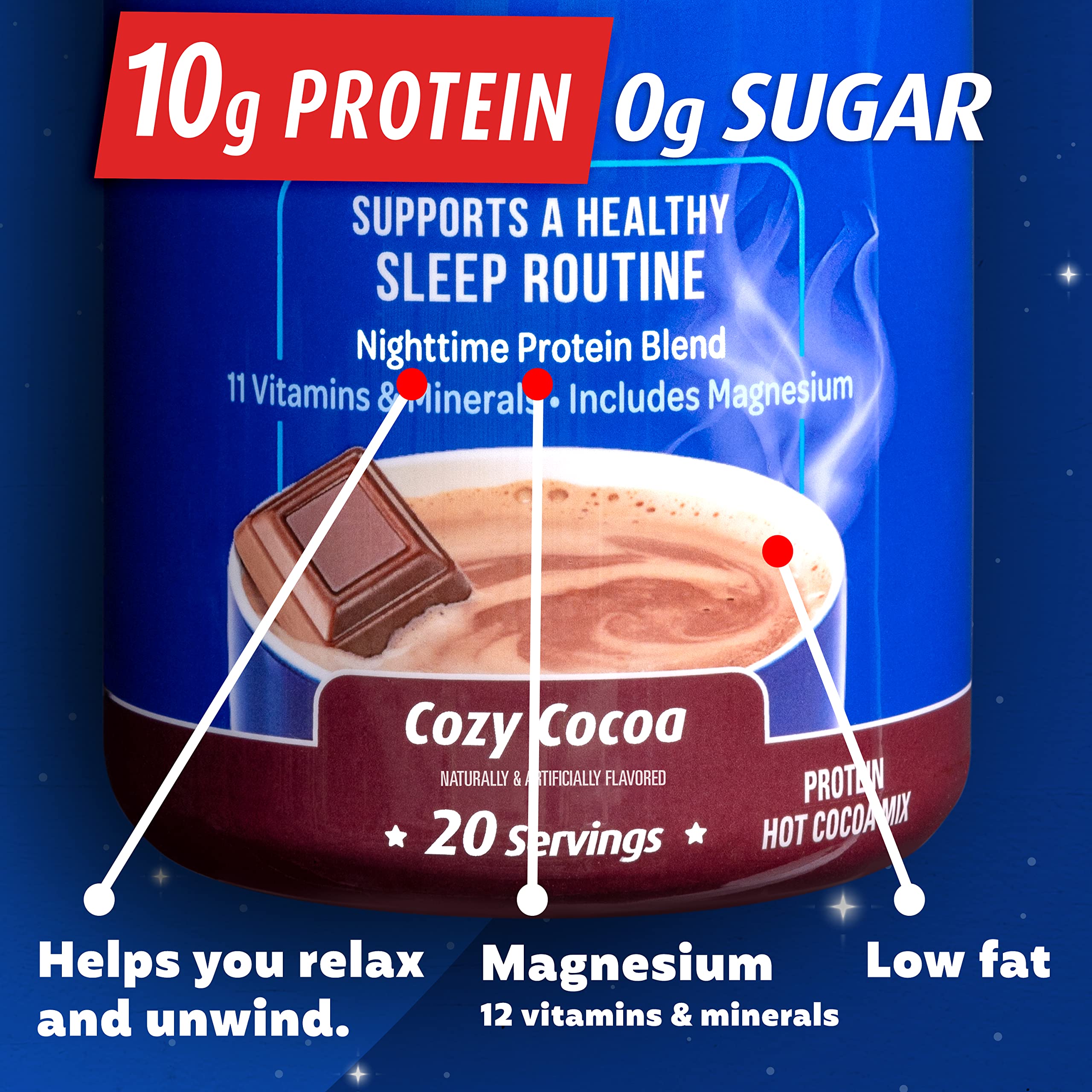 Premier Protein Good Night Protein Powder, Hot Cocoa Mix, 10g Protein, 0g Sugar Premier ProteinBuy Supplements Australia