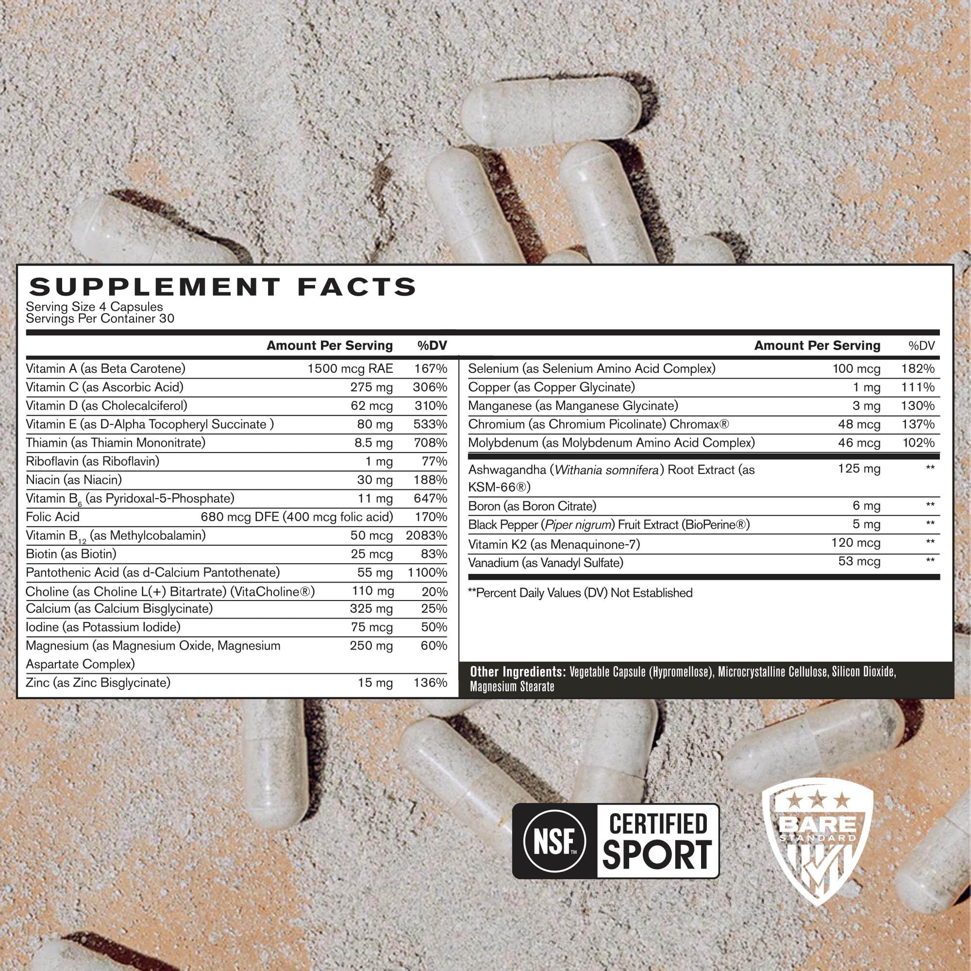BARE PERFORMANCE NUTRITION, BPN Strong Multi-Vitamin, Foundational Health, Improved Mood and Sleep, Adaptogens, Improved Cognitive Health