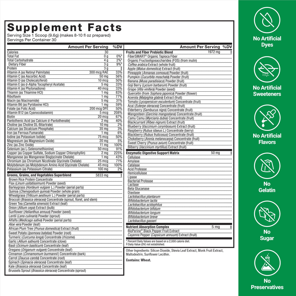 Force Factor Smarter Greens Daily Wellness Powder 2-Pack to Support Energy, Immunity & Digestion, Superfood Greens Powder with Vitamins, Minerals & Probiotics, Unflavored, 60 Servings Force FactorBuy Supplements Australia