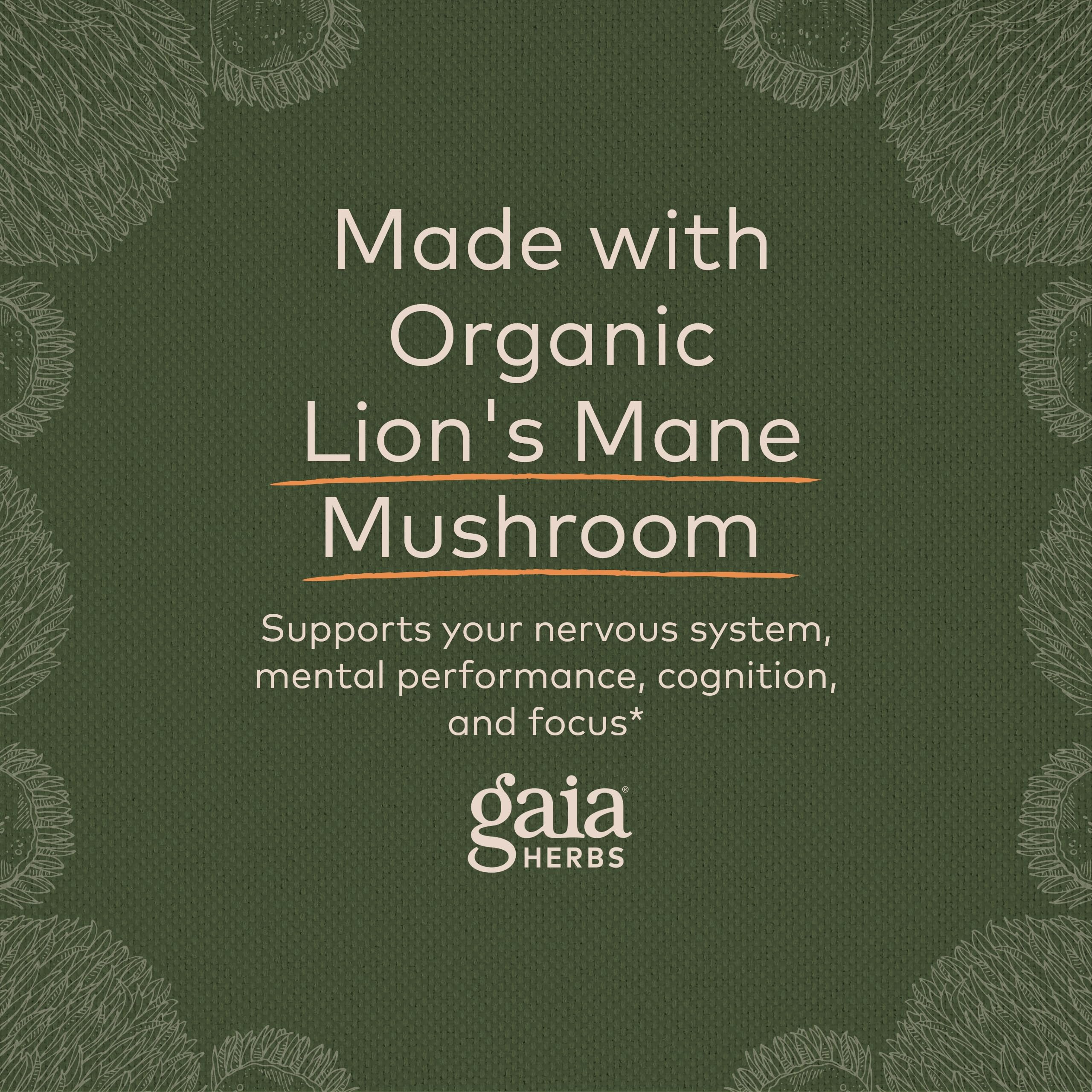 Gaia Herbs Organic Lion’s Mane Mushroom - Brain and Nerve Support Supplement Gaia HerbsBuy Supplements Australia