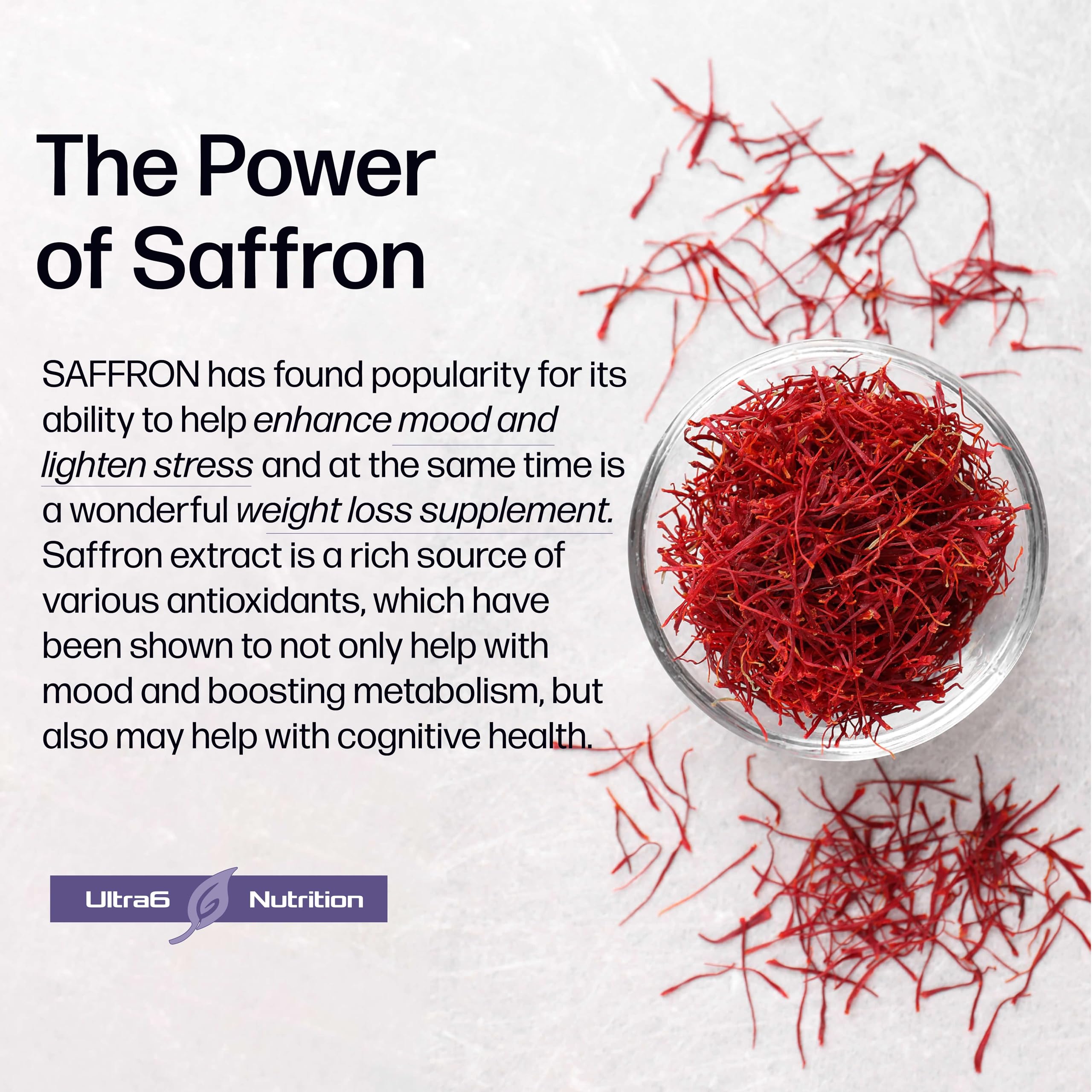Pure Saffron Extract - Appetite Suppressant for Weight Loss Women & Men - Natural Hunger Ultra6 NutritionBuy Supplements Australia