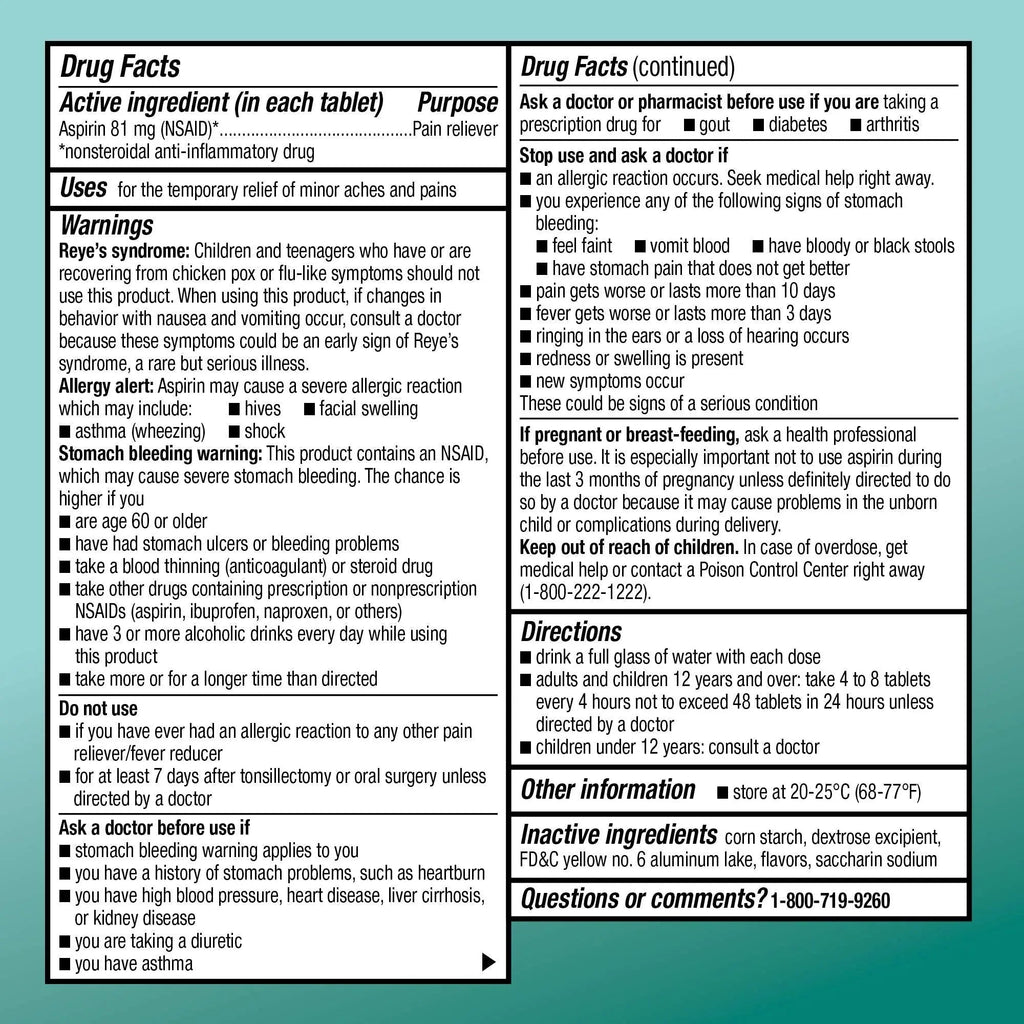 Amazon Basic Care Low Dose Aspirin 81 mg Chewable Tablets, Pain Reliever for Minor Aches, Orange Flavor, 36 Count Amazon Basic CareBuy Supplements Australia