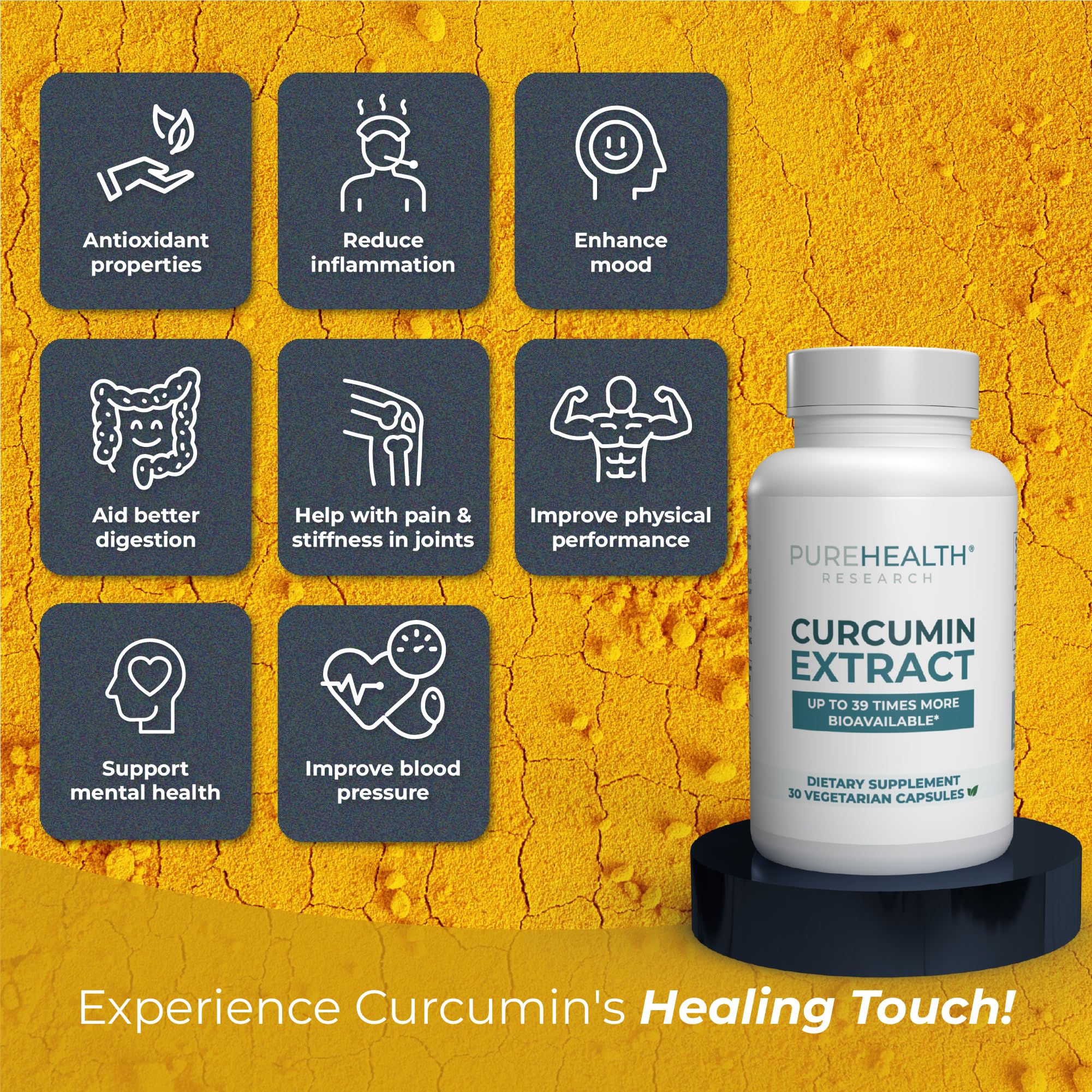 PUREHEALTH RESEARCH Curcumin Extract - High Absorption Turmeric Supplement for Robust Immune Support - Joint Support for Overworked Joints and Muscles - Powered by Curcugen x39 Bioavailable - 1 Bottle PUREHEALTH RESEARCHBuy Supplements Australia