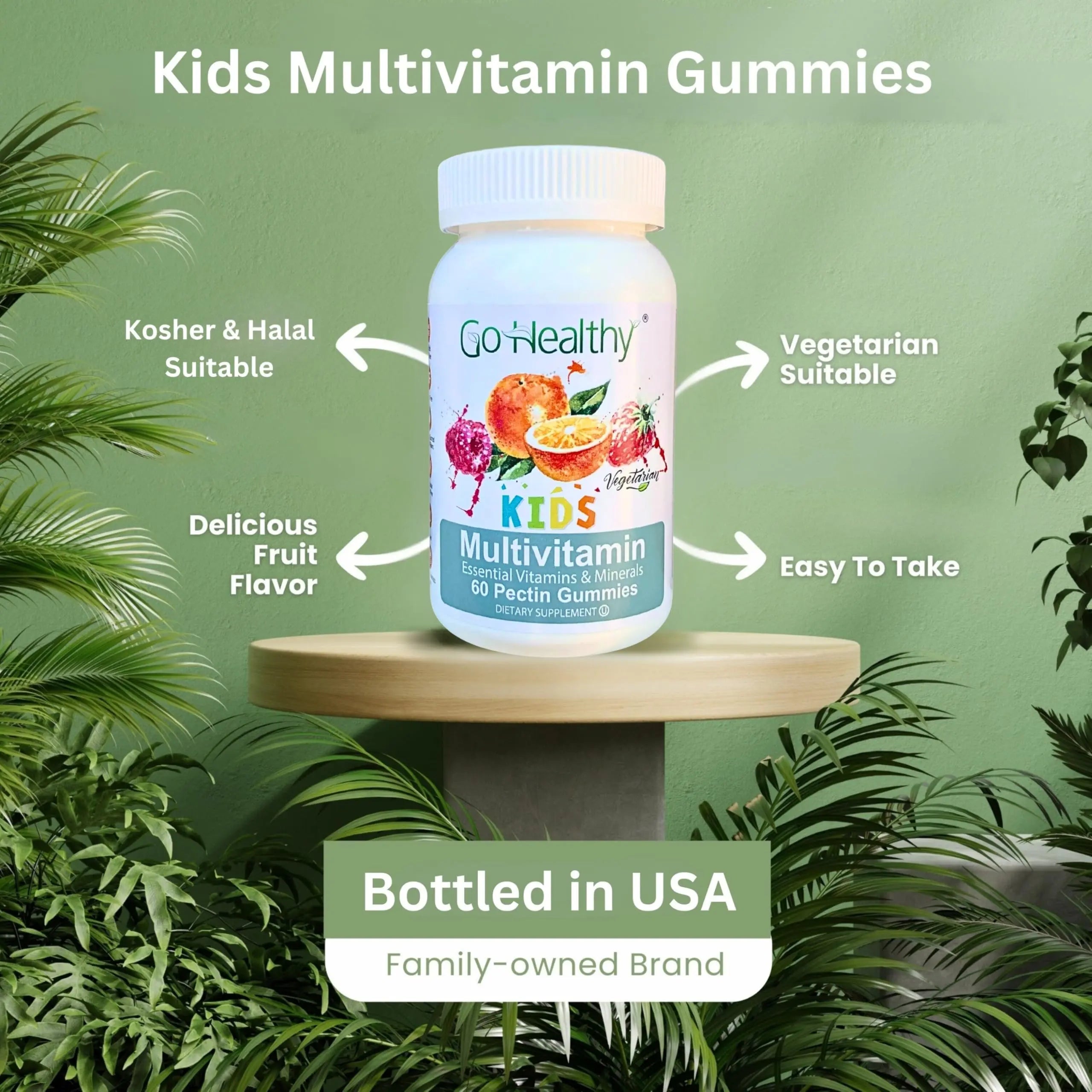 Go Healthy Kids Multivitamin Gummies, Immune Support, Kids Vitamin Gummies, Kosher Kid Vitamin, Halal Go Healthy Natural