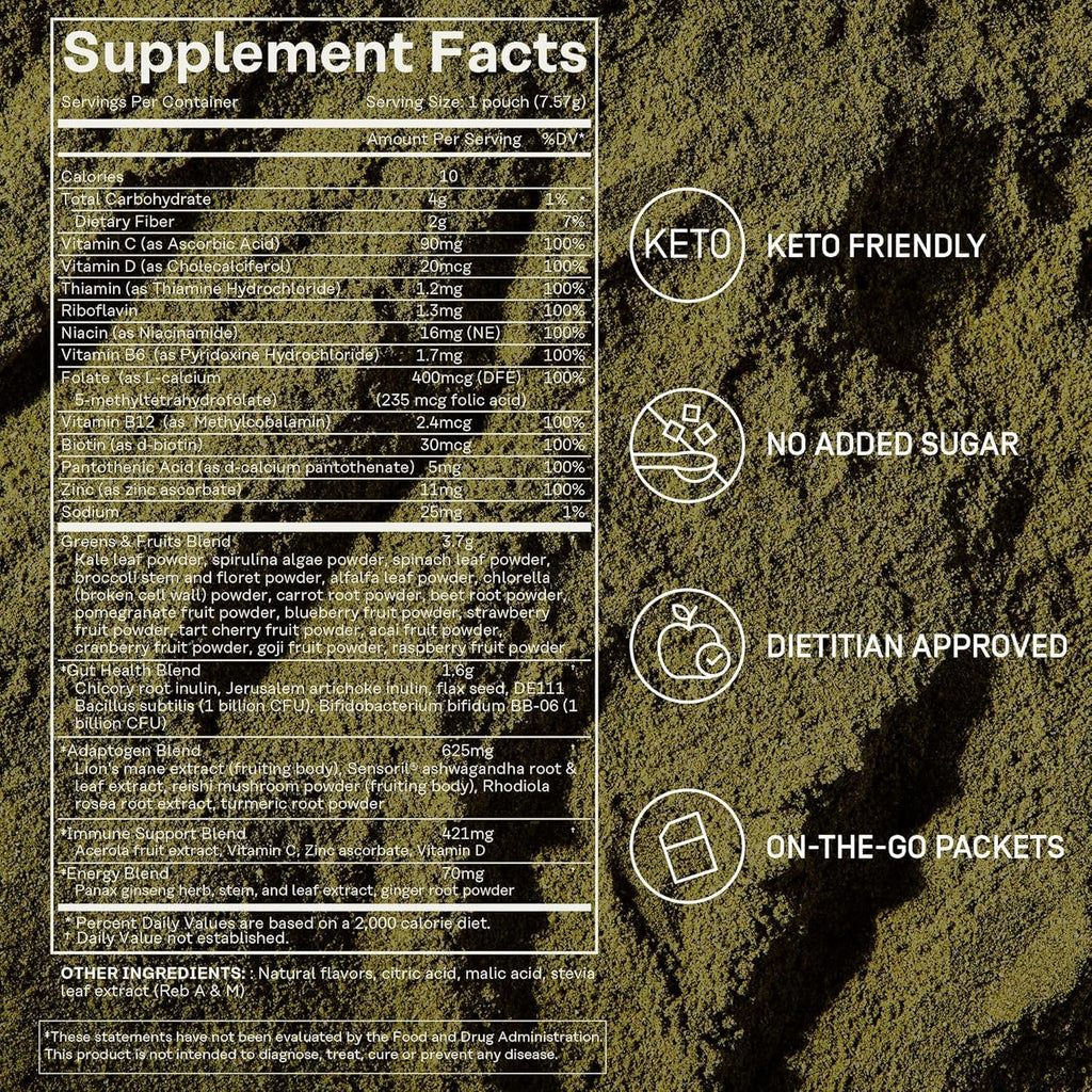 FACTOR FORM Daily Greens Superfood Powder | 5 Functional Blends for Gut Health, Energy & Immunity | Prebiotics, Probiotics, Adaptogens, B Vitamins (7 Servings, Individual Packets) FACTOR FORMBuy Supplements Australia