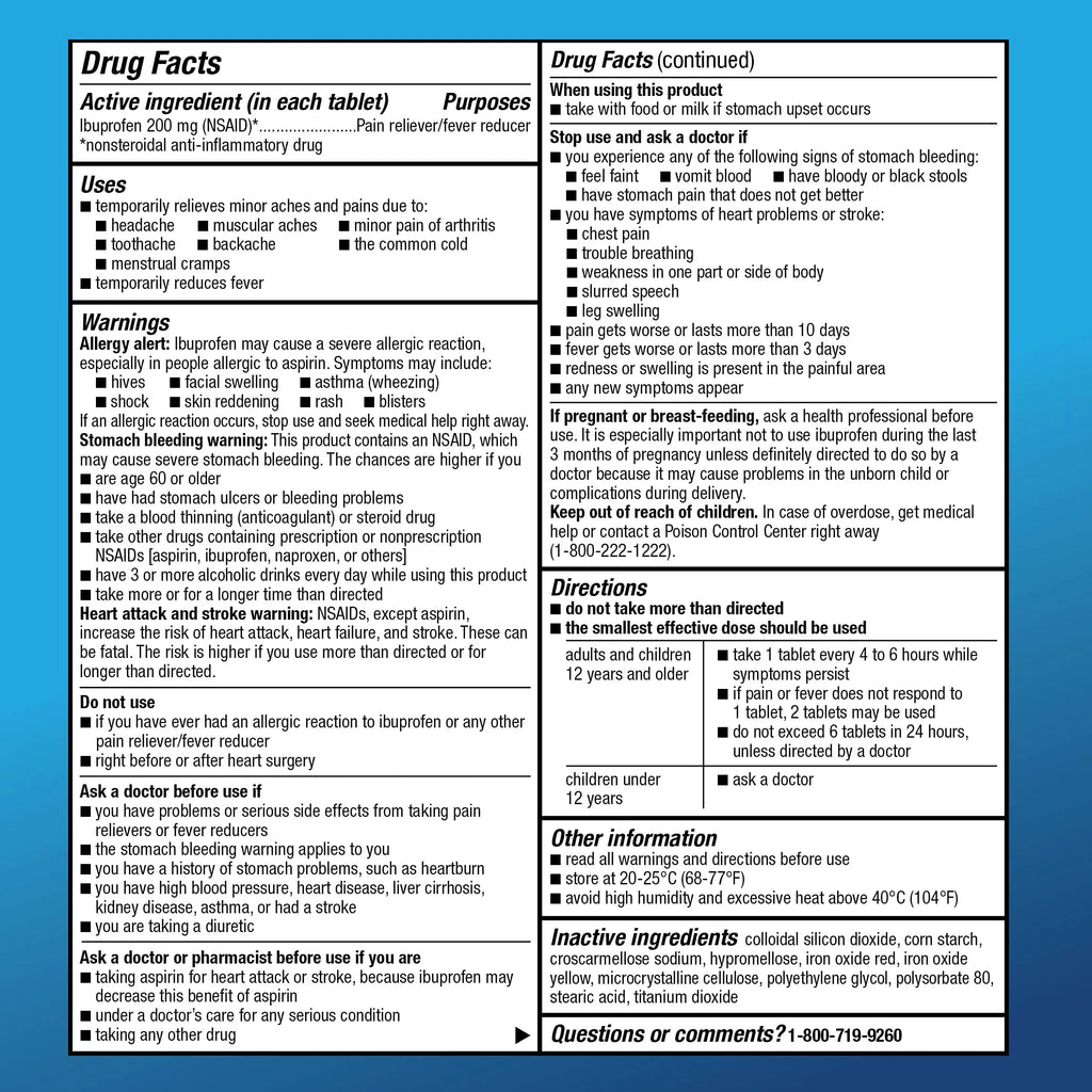 Amazon Basic Care Ibuprofen Tablets, 200 mg, Pain Reliever and Fever Reducer, For Headache, Muscular Aches, Arthritis, Backache, Menstrual Pain, 100 Count (Pack of 1) Amazon Basic CareBuy Supplements Australia