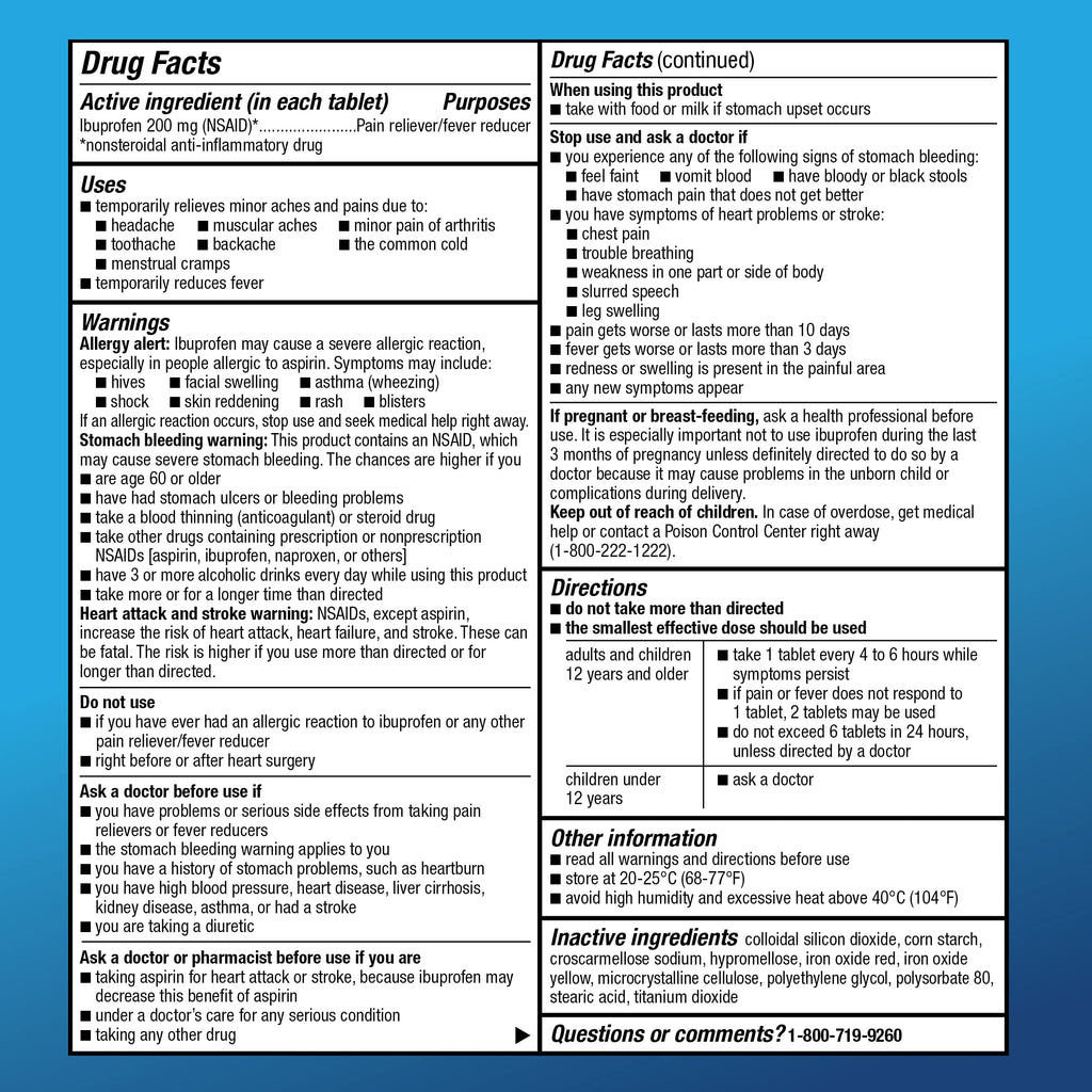 Amazon Basic Care Ibuprofen Tablets, 200 mg, Pain Reliever and Fever Reducer, For Headache, Muscular Aches, Arthritis, Backache, Menstrual Pain, 100 Count (Pack of 1) Amazon Basic Care buy supplements Au