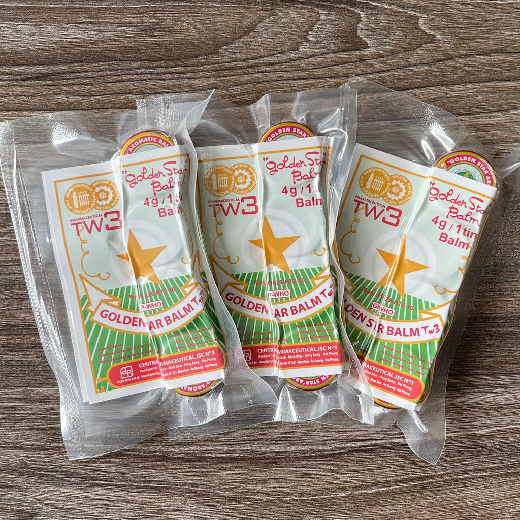 Golden Star Aromatic Balm (Pack of 8) - Authentic Vietnamese Cao Sao Vang - Support Fast Relief for Headaches, Muscle Pain, Colds, & Insect Bites - Natural Essential Oils - Travel Size 4g Tins Pharmaceutical TW3Buy Supplements Australia