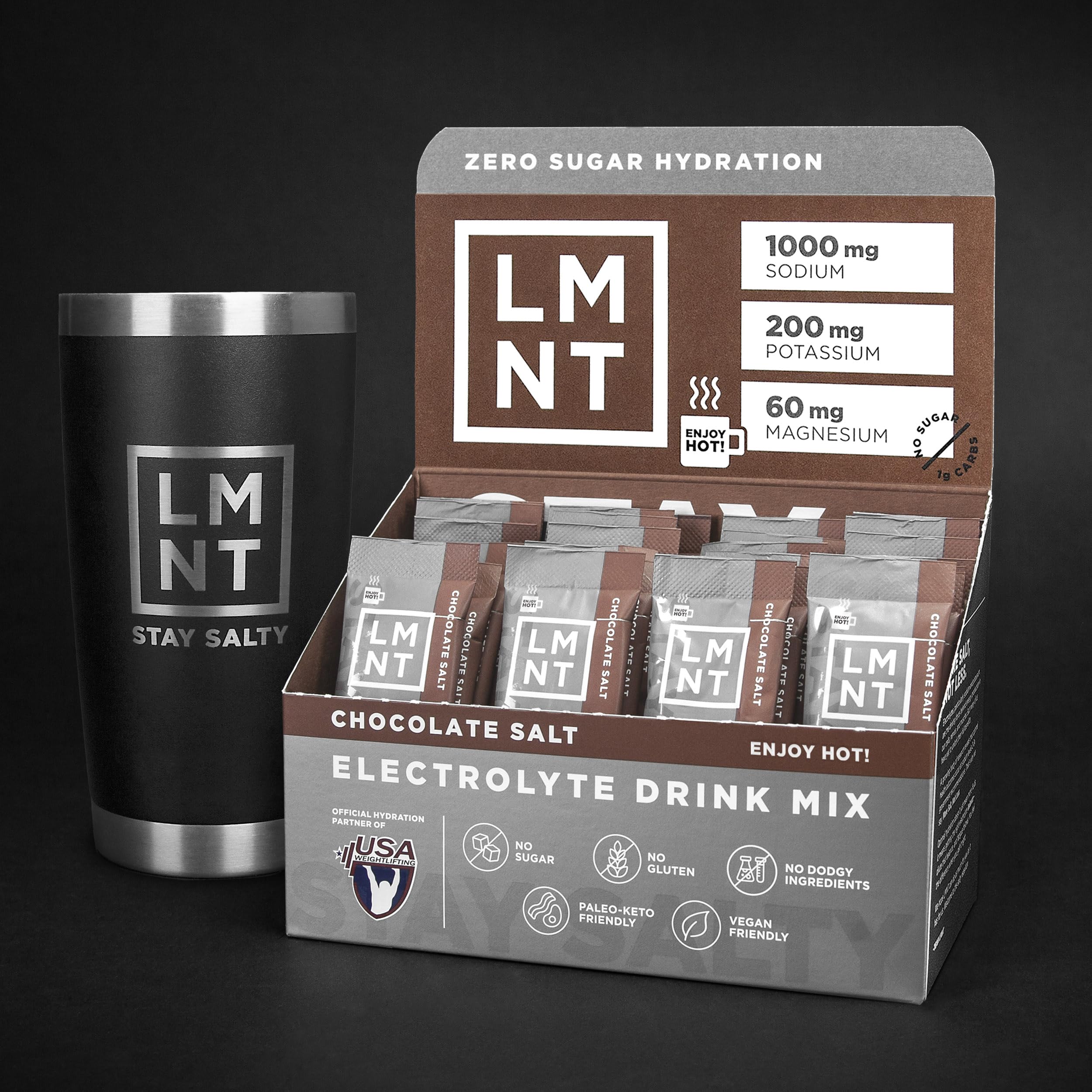 LMNT Zero-Sugar Electrolytes - Hot Chocolate Salt - Hydration Powder Packets Drink LMNTBuy Supplements Australia