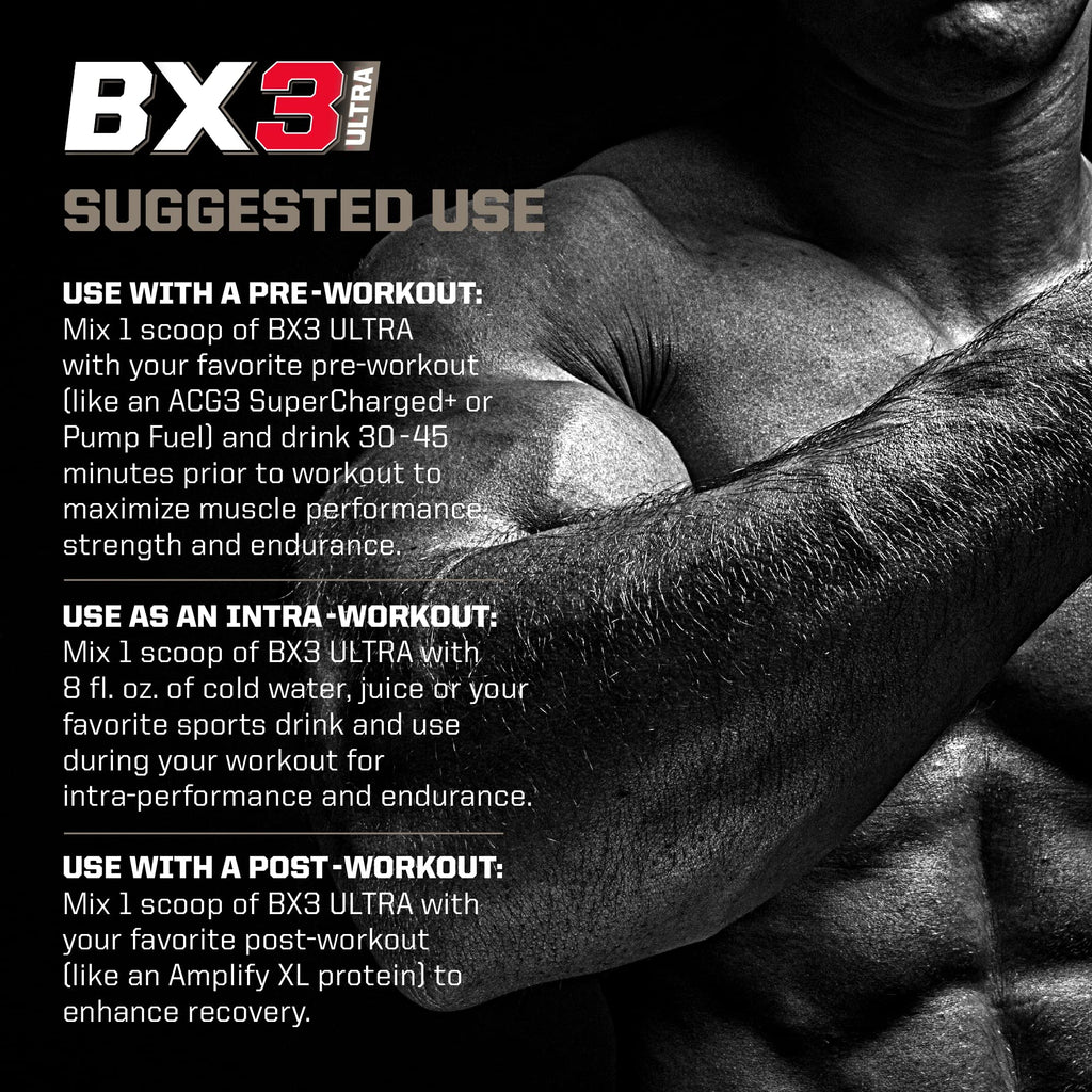 PMD Sports BX3 Ultra Muscle-Building Powder – Beta-Alanine, BCAAs, Betaine Anhydrous – Boost Endurance and Stamina, Increase Strength, Pumps, Build Lean Mass, Enhance Recovery– Unflavored–30 Servings