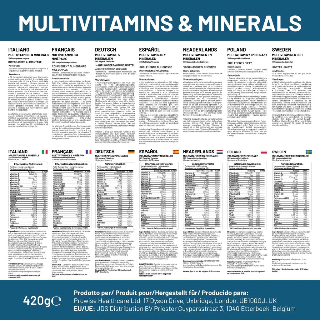A-Z Multivitamins & Minerals I 365 Vegan Tablets (1 Year Supply) I 26 Essential Active Vitamins, Minerals & Micronutrients PH PROWISE HealthcareBuy Supplements Australia