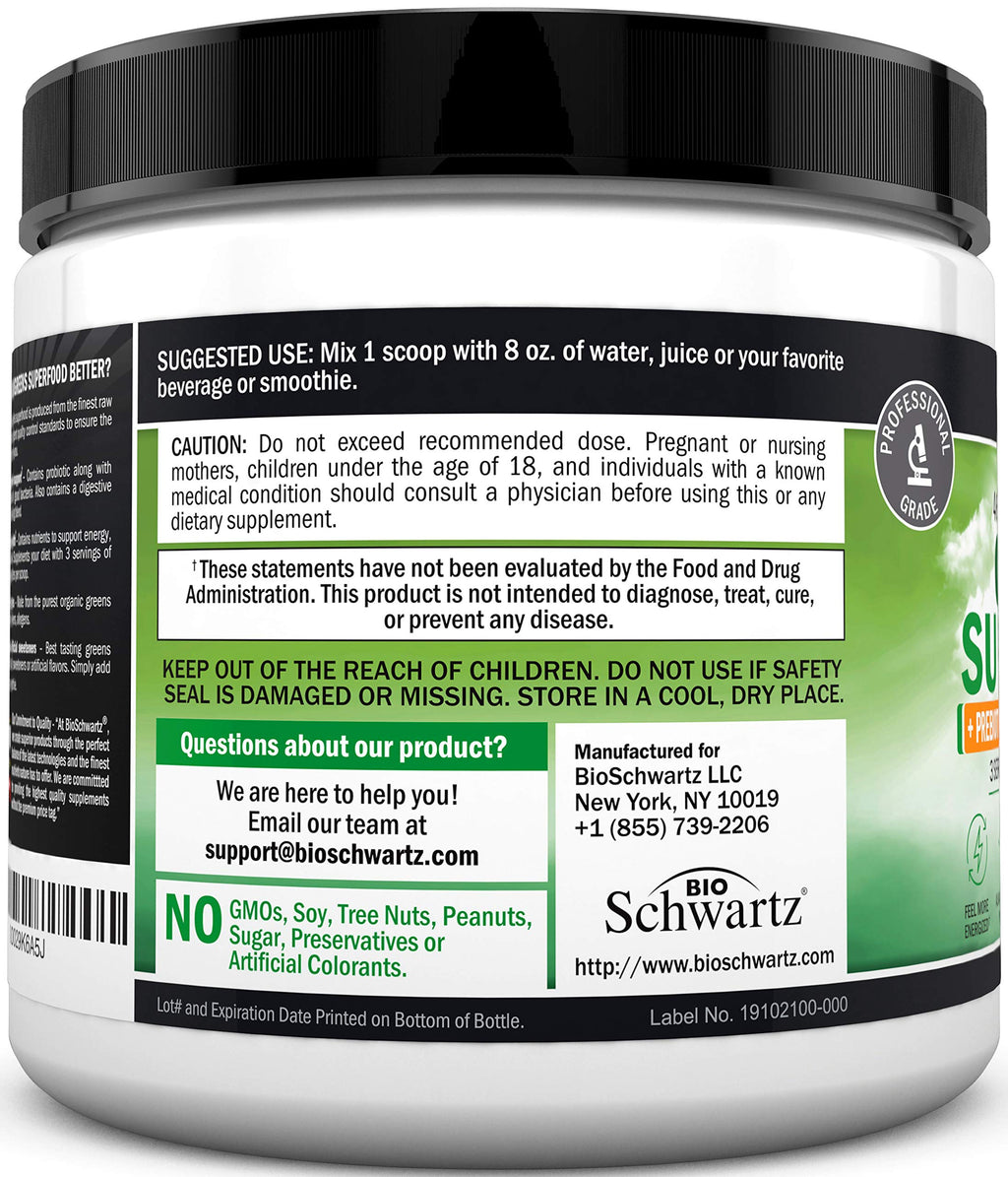 Super Greens Powder Superfood - Greens Powder with Probiotics Prebiotics Digestive BioSchwartzBuy Supplements Australia