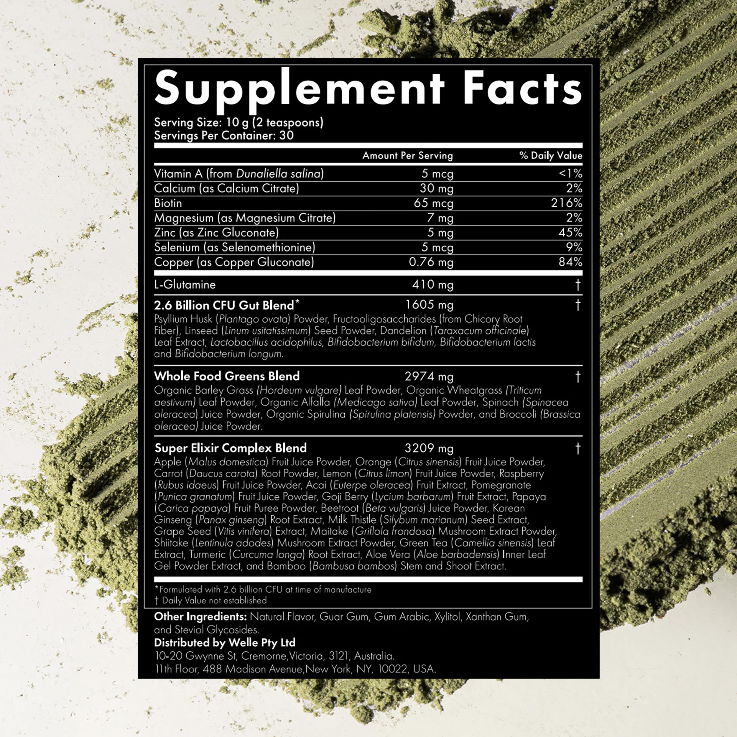 WelleCo The Super Elixir Daily Greens Powder, Probiotic Drink Mix with Whole Foods, Gluten Free, Vegan Gut Health Powder, Energy, Immunity, Healthy Skin, Hair & Nails (Jar, Blood Orange) WelleCo buy supplements Au