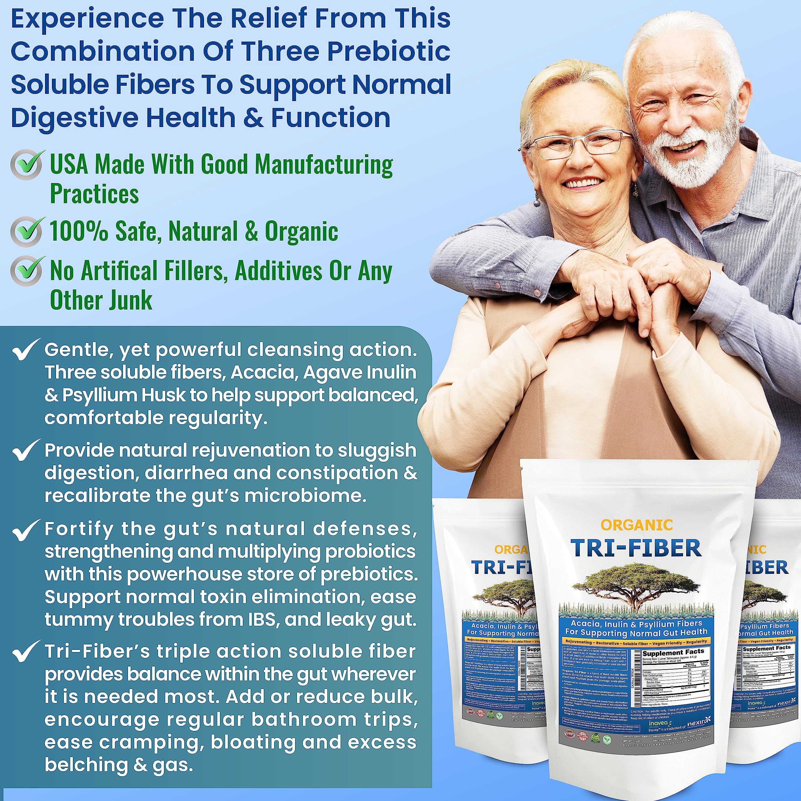 Kidney Restore Tri-Fiber Organic Soluble Fiber Powder, Unflavored High Fiber 3-in-1 Kidney RestoreBuy Supplements Australia
